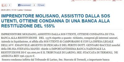 Su primapaginamolise.it 20-01-2011